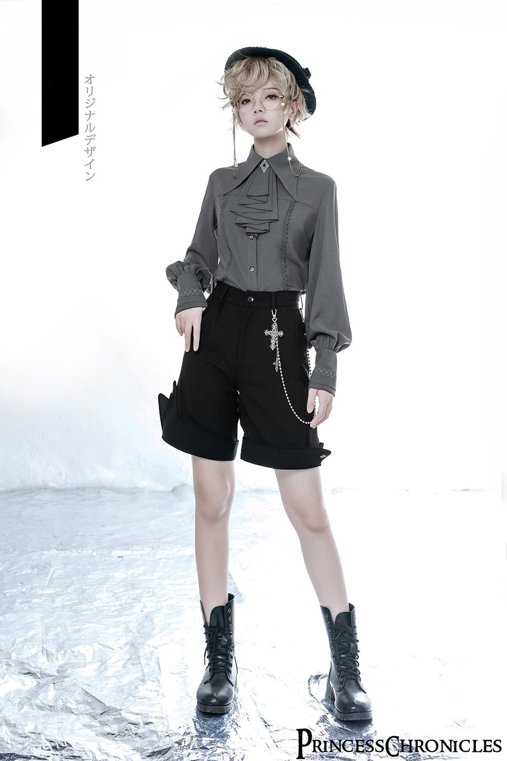Princess Chronicles - Black and Blue - Retro Ouji Lolita Shirt (L M S) 4420:11835