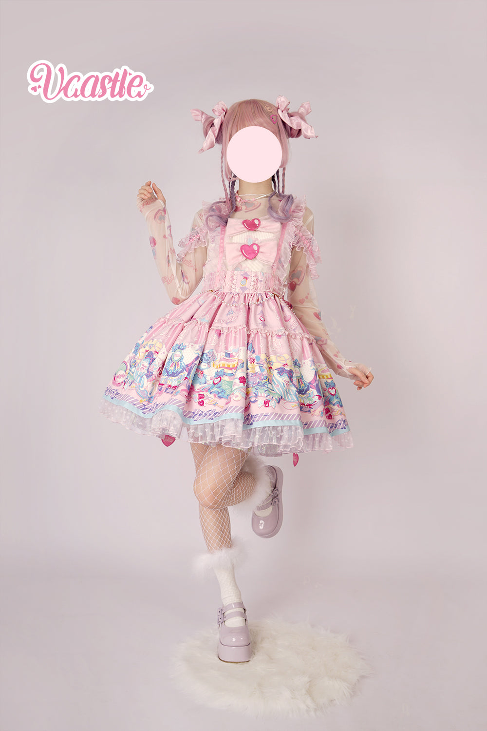 (Buyforme)Vcastle~Maiden's Treasure~Sweet Lolita Salopette and SK S pink salopette 