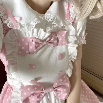 (Buyforme)Yaya~Sweet Lolita Doll Collar Short Sleeve Blouse S pink bow (white blouse) 