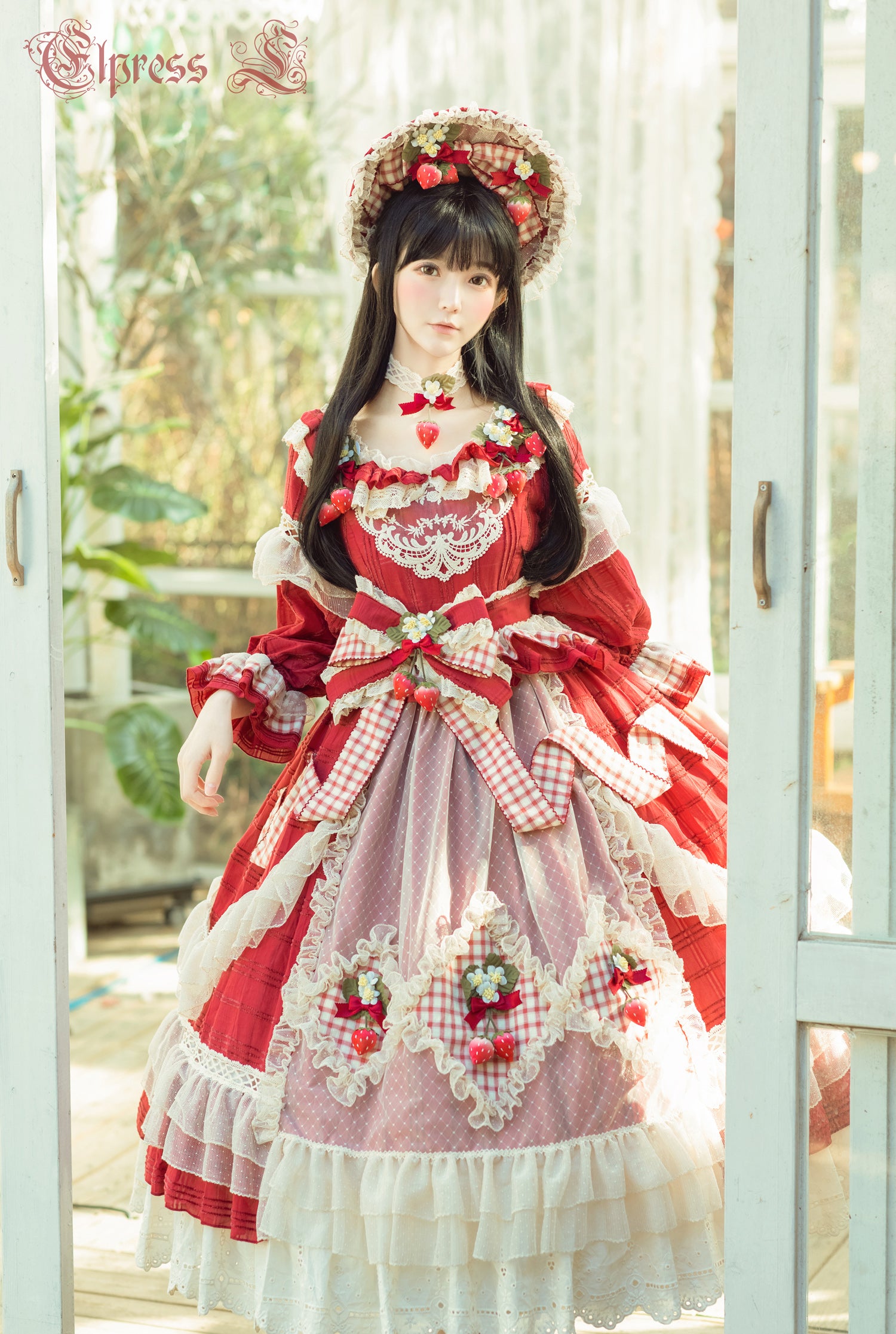 Elpress L - Peach Fragrance - Country Lolita Multicolors Strawberry Lolita OP Dress