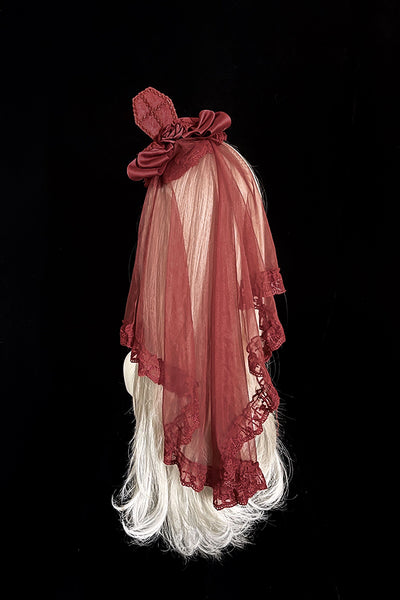 Alice Girl~Blood Rose~Gothic Lolita Dark Themed Veil wine red  