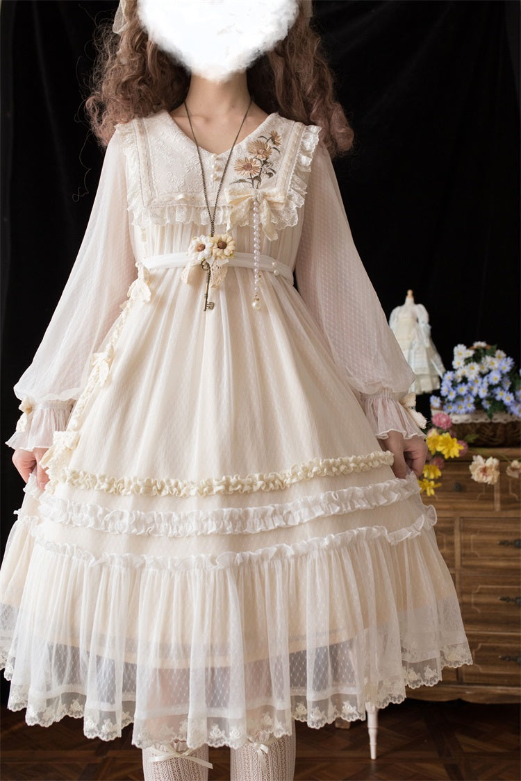 Letters from Unknown Star~Sunflower Diary~Spring Lolita Dress Long Sleeve OP   