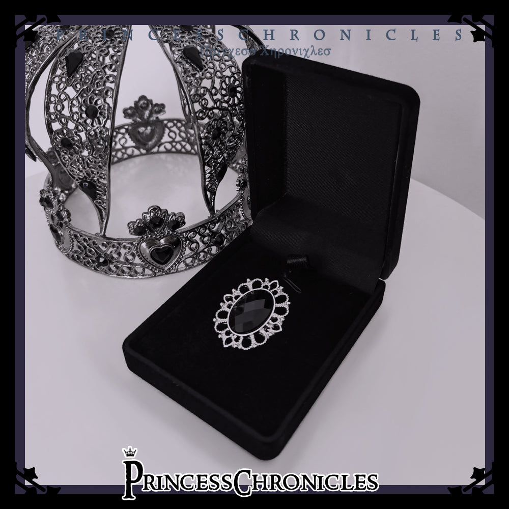 Princess Chronicles - Black and Blue - Gothic Lolita Brooch oval shape brooch