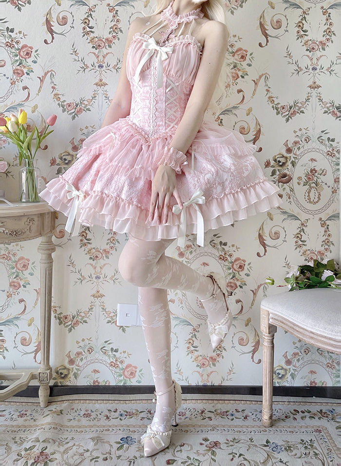 Alice Girl~Cross Maiden~Gothic Lolita Dress Ballet Halterneck Lolita JSK Dress   