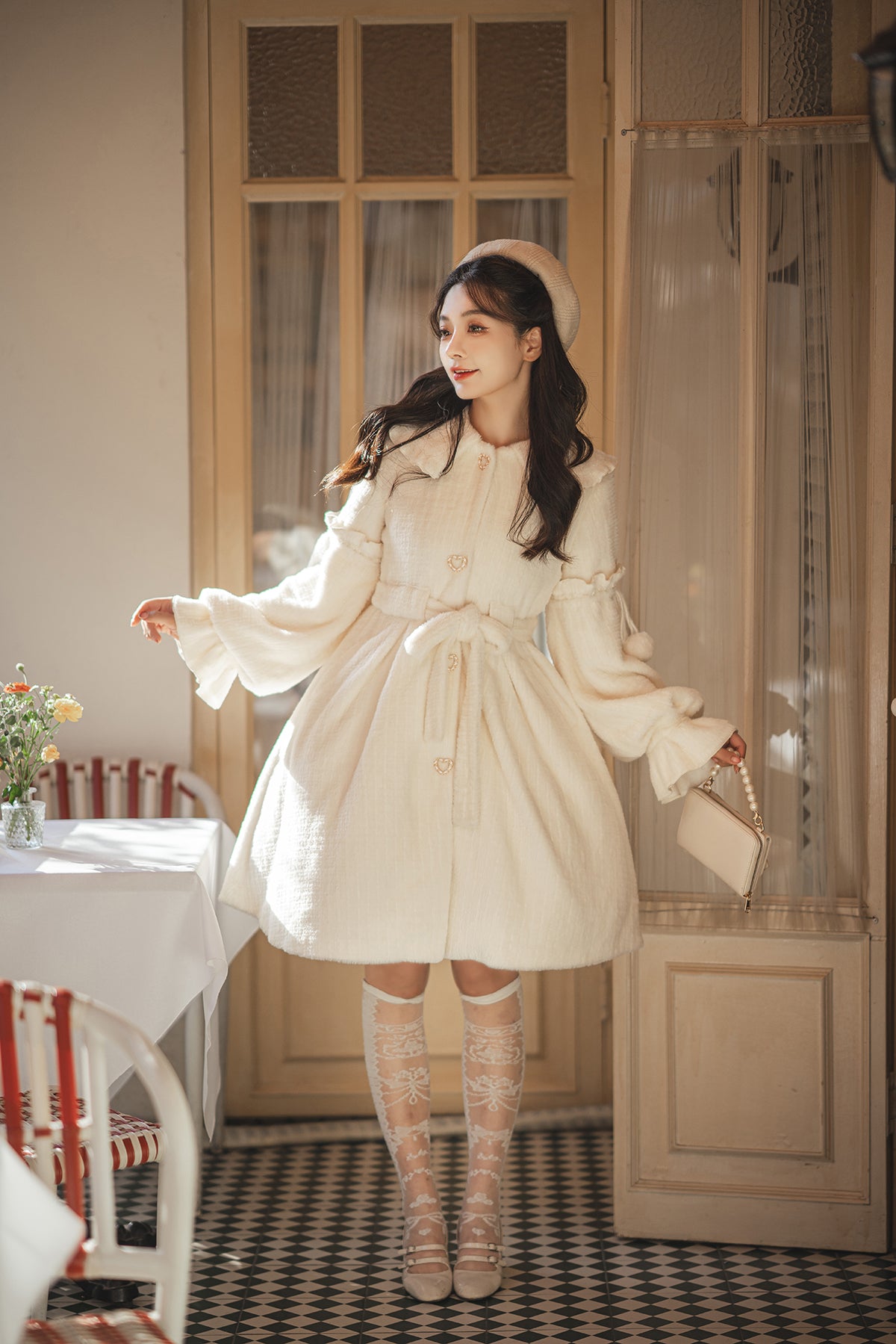 Yuansu~To Warming Sun~Kawaii Lolita Winter Coat S white 
