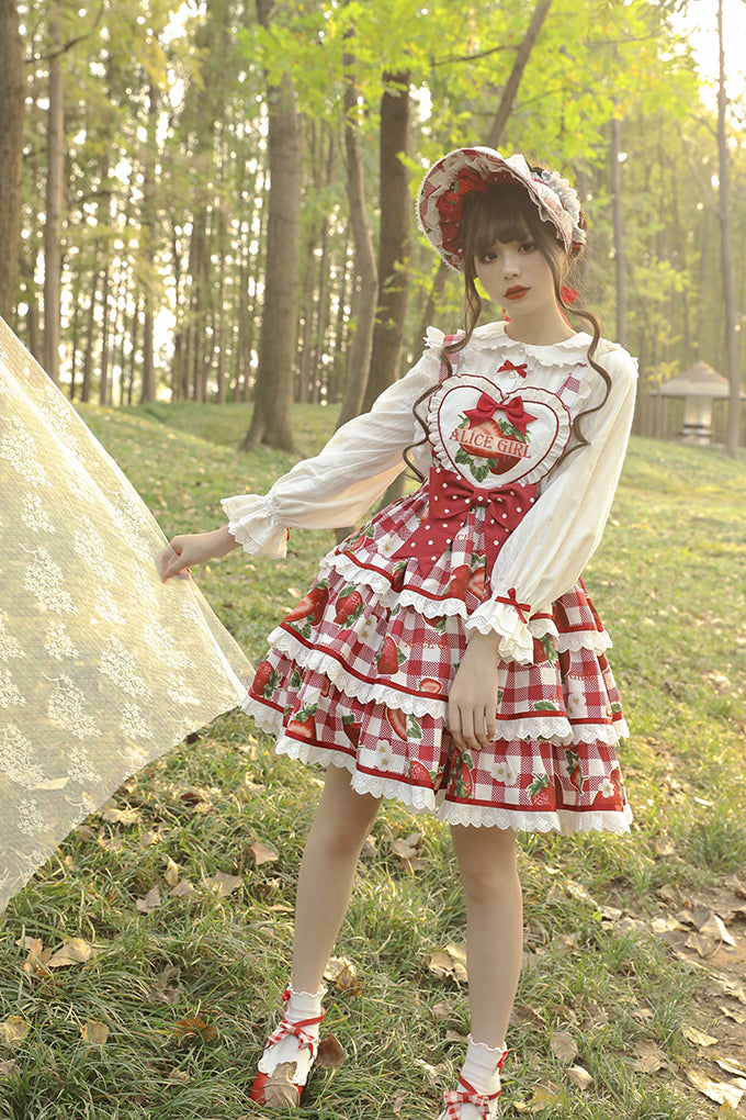 Alice Girl~Sweet Plaid Lolita Salopette Dress   