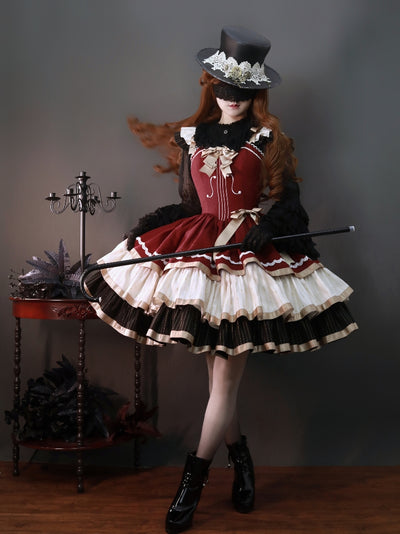 Krncrlo~Cello Vintage Elegant 3 Tiered Lolita Jumper Skirt   