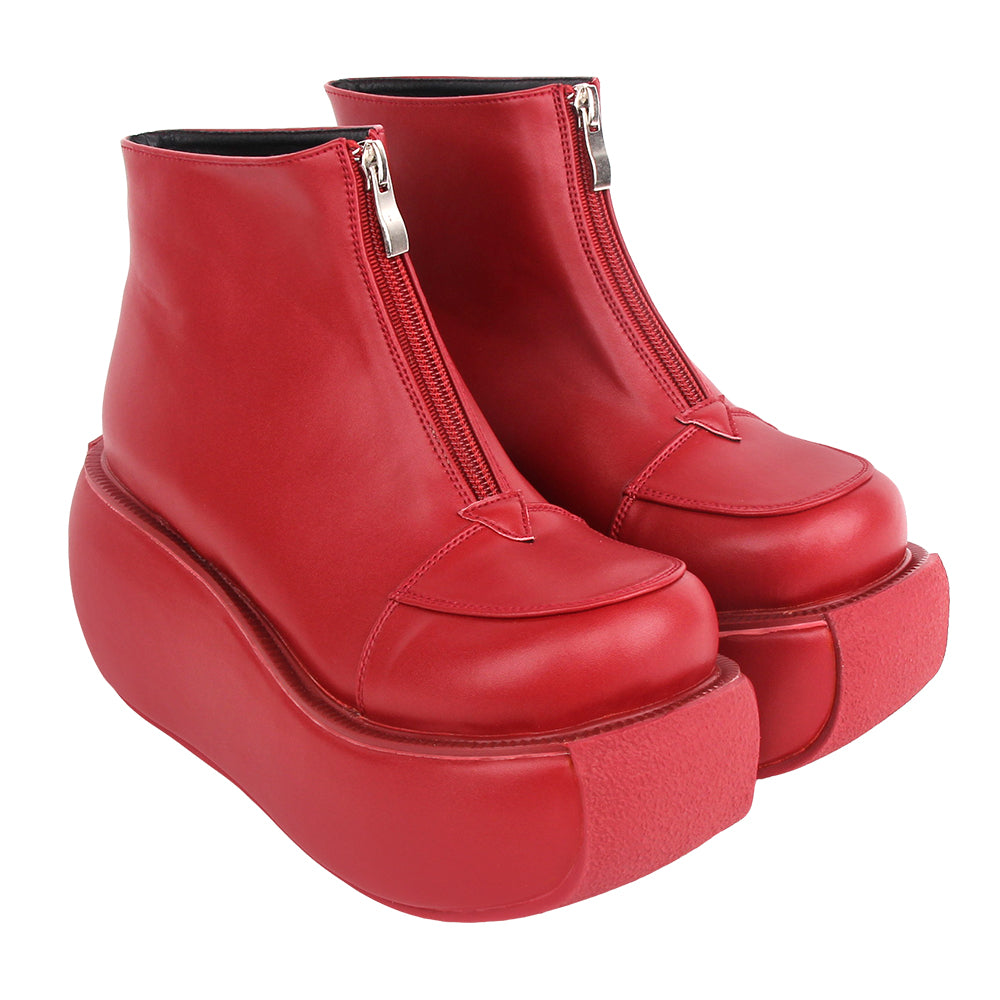 Angelic Imprint~Punk Lolita 8CM Zipper Red Boots   