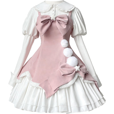 Your princess~Christmas Princess Sweet Lolita Jumper Dress S pink JSK+white long sleeve blouse 