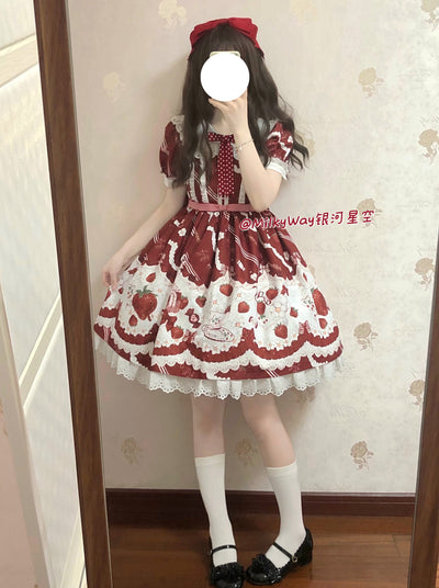 Milky Way~Little Strawberry Lolita JSK Dress S red JSK 
