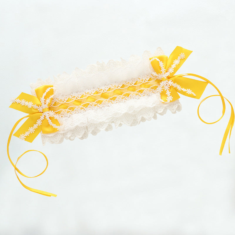 Sweet Kid Lolita Lace Hair Band yellow（double laces）