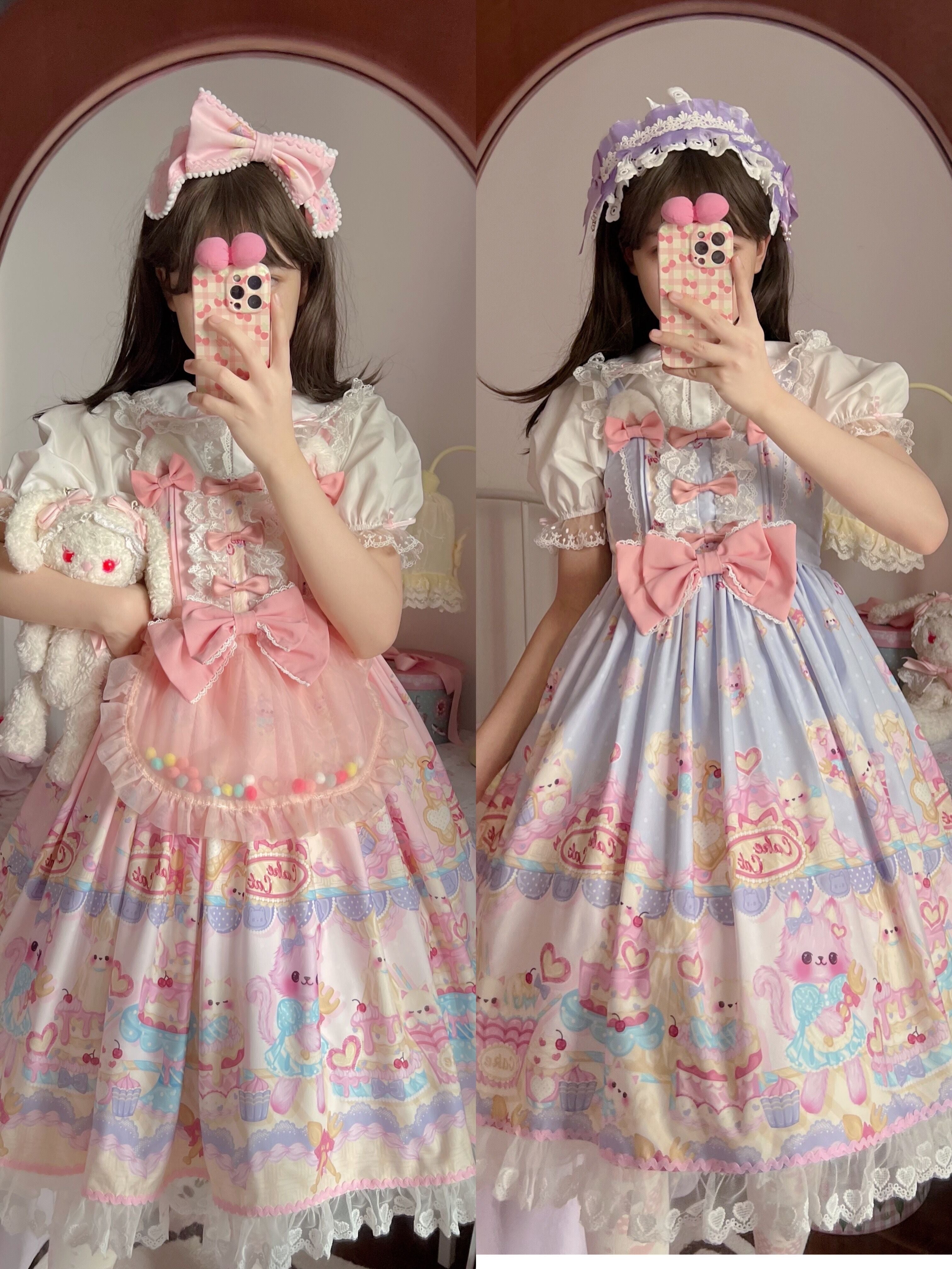 Sugar Girl - Kawaii Lolita Sweet JSK Dress, Cat Printed (L M S) 11808:122514