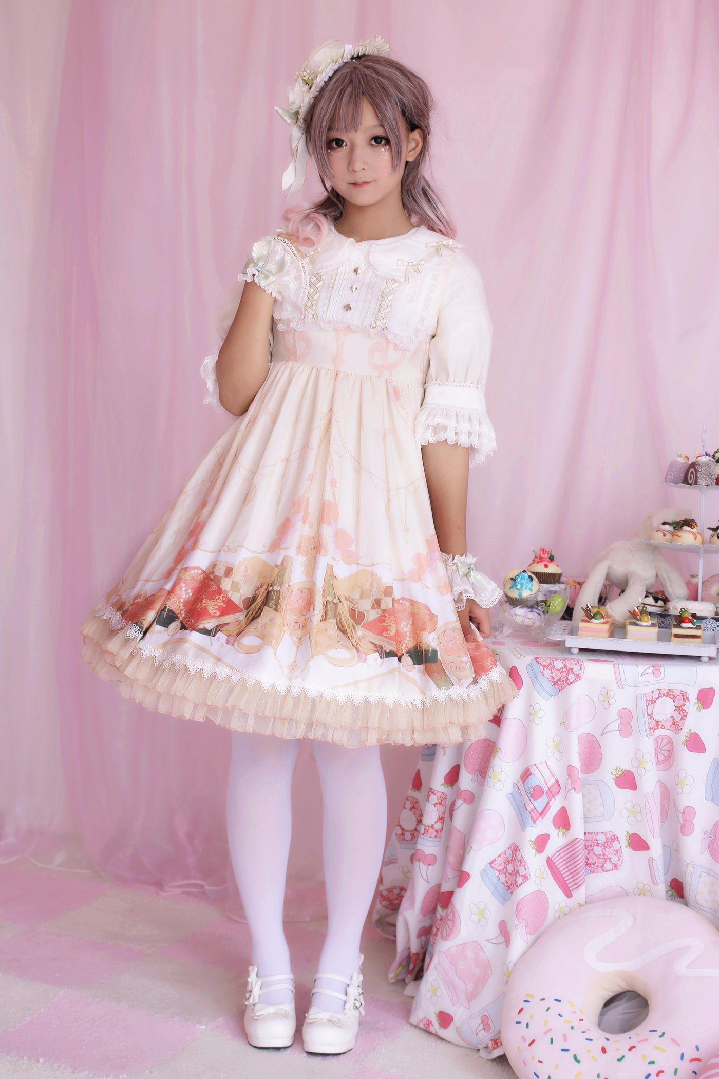 Strawberry Witch~Clock Adventures~Casual Lolita OP Dress S ivory 
