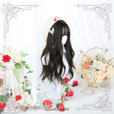 Dalao Home~Margin~Long Curly Natural Lolita Wig jujube brown with hair net  