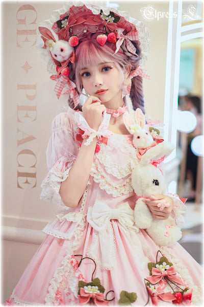 Elpress L~Strawberry Rabbit Lolita BNT Cuffs Choker pink BNT without rabbit 