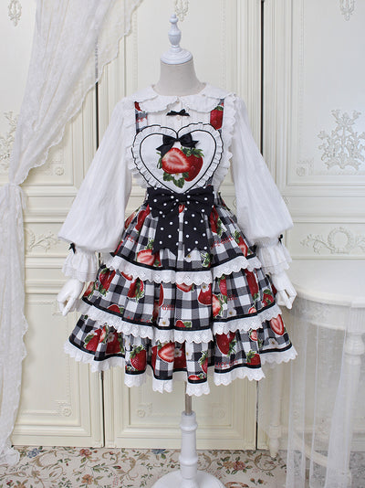 Alice Girl~Sweet Plaid Lolita Salopette Dress   