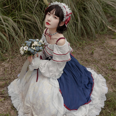 With Puji～Snow White~Lolita Flounce Hemline OP Dress   
