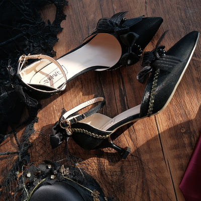 Sky Rabbit~Flower Wedding Elegant Lolita High Heel Shoes 34 5cm black 