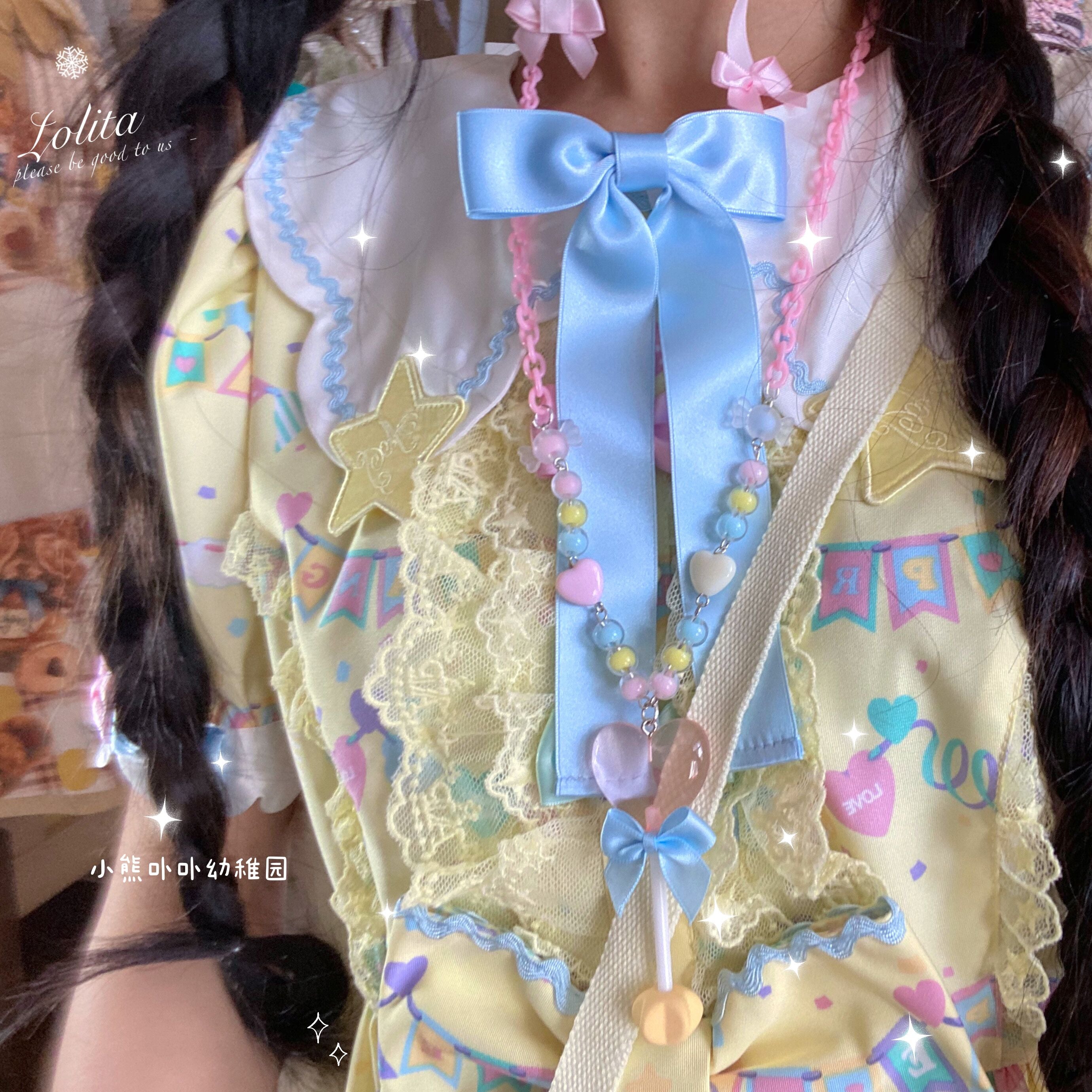 Bear Doll - Sweet Lolita Bow Heart-Shaped Sweater Chain