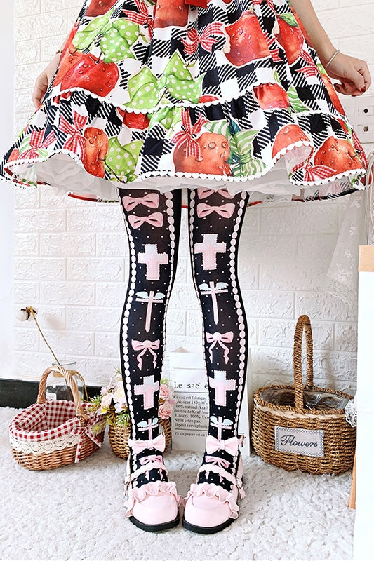 Roji roji - Sweet Bow Lolita Thigh stockings One Size black