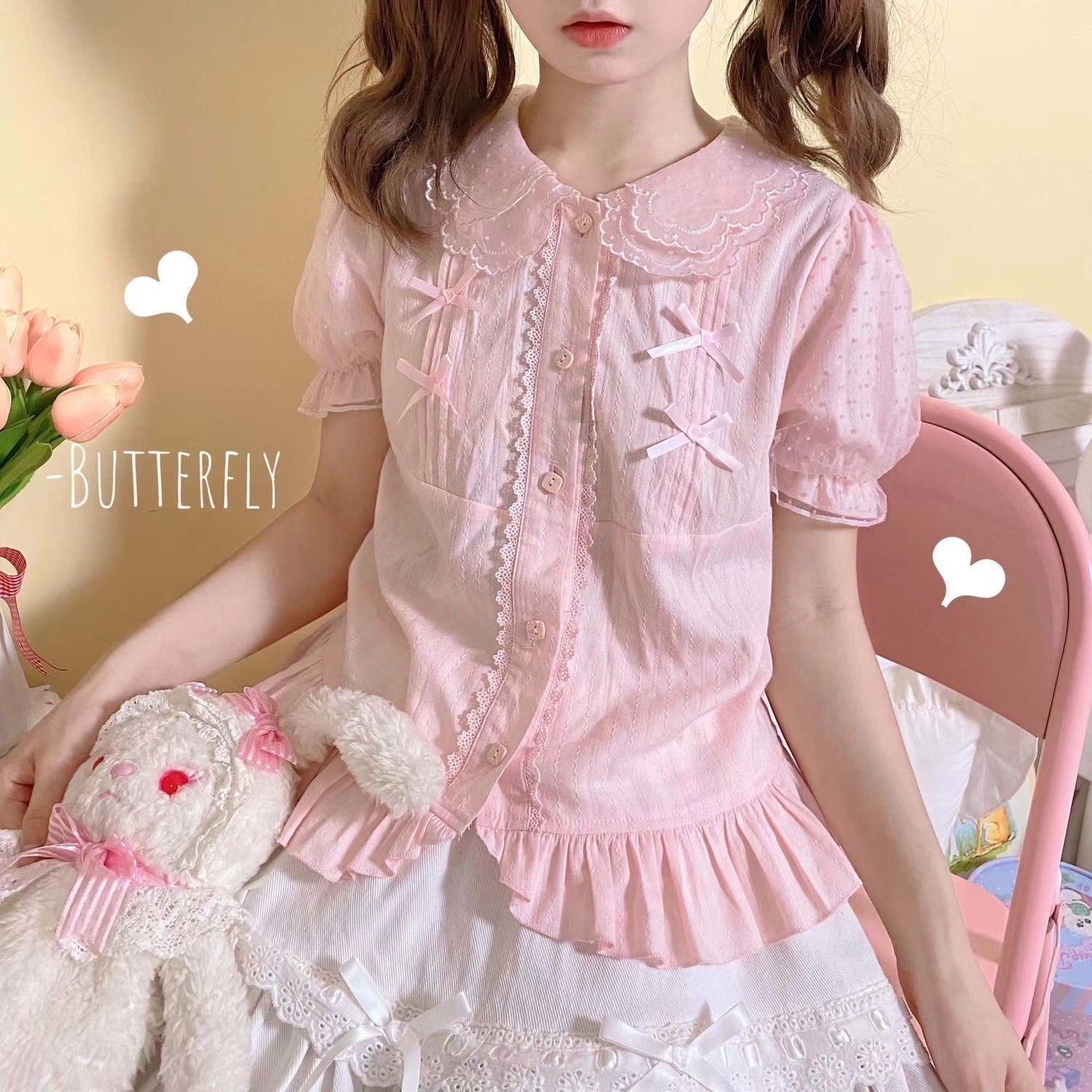 Yaya - Little Fluttershy - Multi-Colored Cotton Lolita Shirt
