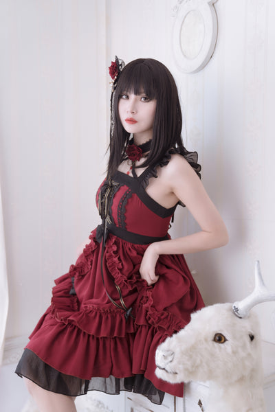 Neverland~The Memoirs of Samuel~Gothic Lolita Dark-theme Red JSK   