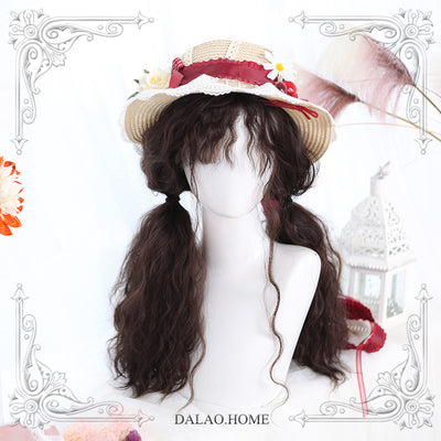 Dalao Home~65cm Wave Lolita Wig Multicolors free siz little witch with 2 ponytails chocolate++wig net 