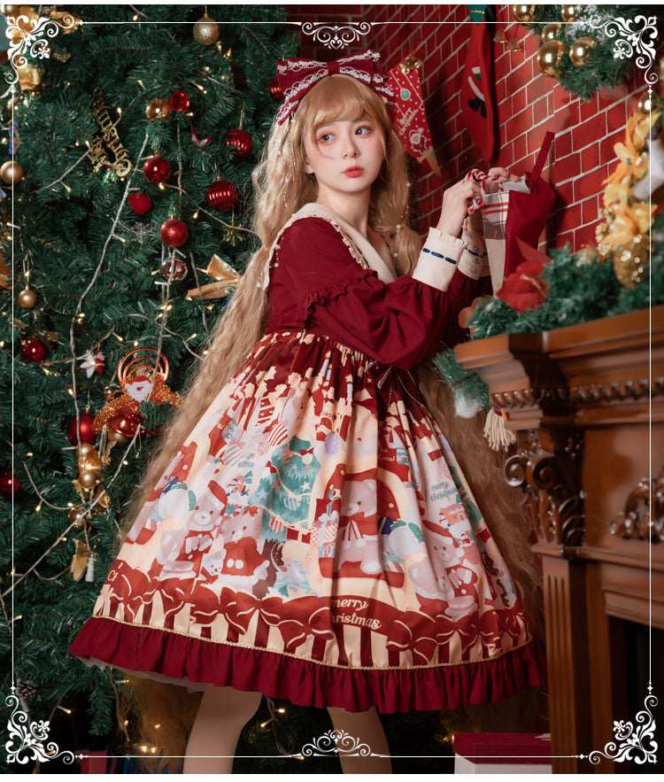 Eieyomi - Christmas Bear - Sweet Lolita Princess OP Dress