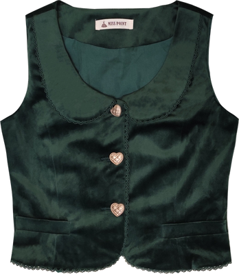 Miss Point~Christmas Preppy Style Velvet Lolita SK Vest Set XS dark green vest 