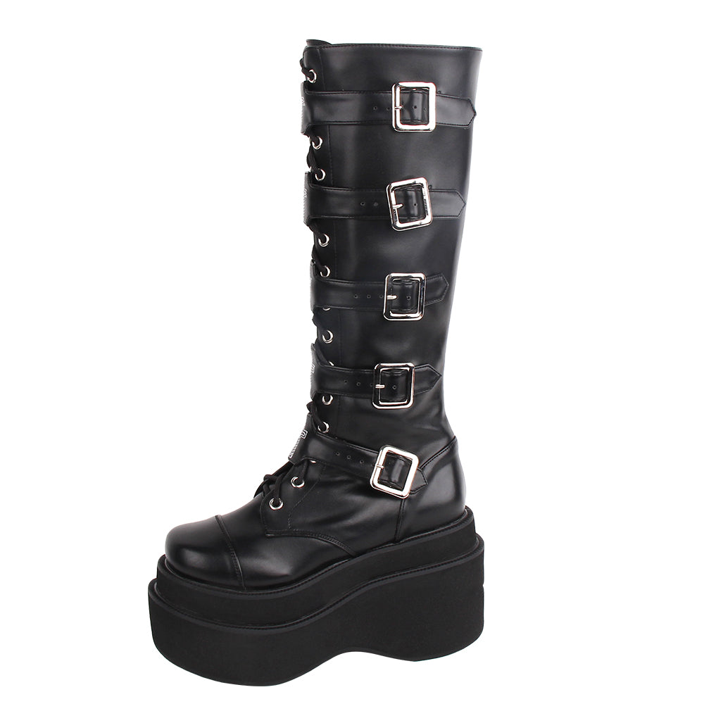 Angelic Imprint - J-fashion Punk Lolita Classic Black High Boots 33 black