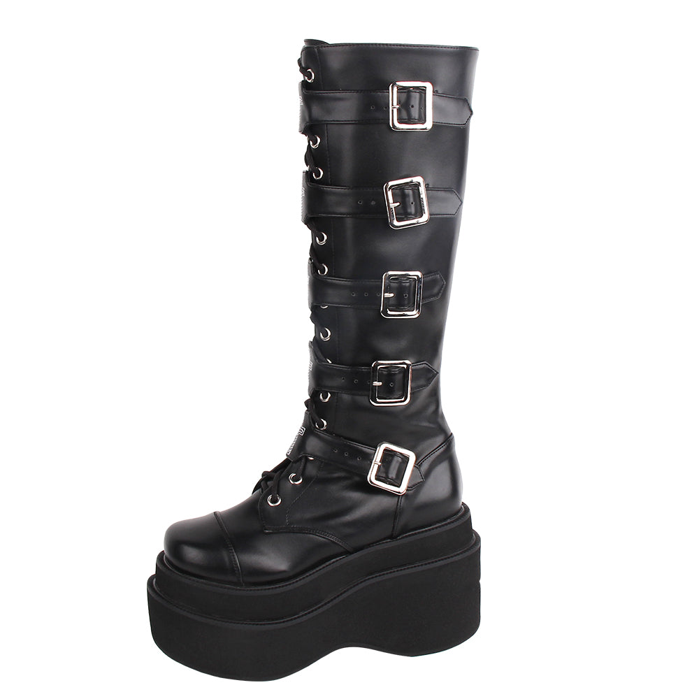 Angelic Imprint~J-fashion Punk Lolita Classic Black High Boots 33 black 