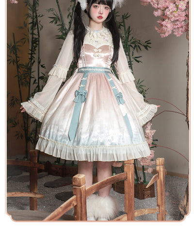 With Puji~Mid-Autumn Rabbit Chinese style Embroidery Lolita OP Dress S pink 