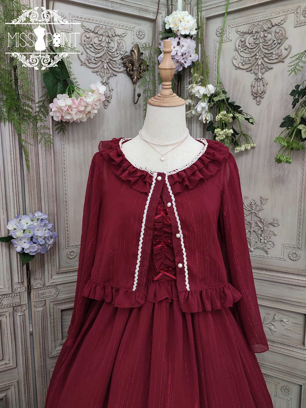 Miss point - Rhine Riverside - Summer Lolita Cardigan S burgundy