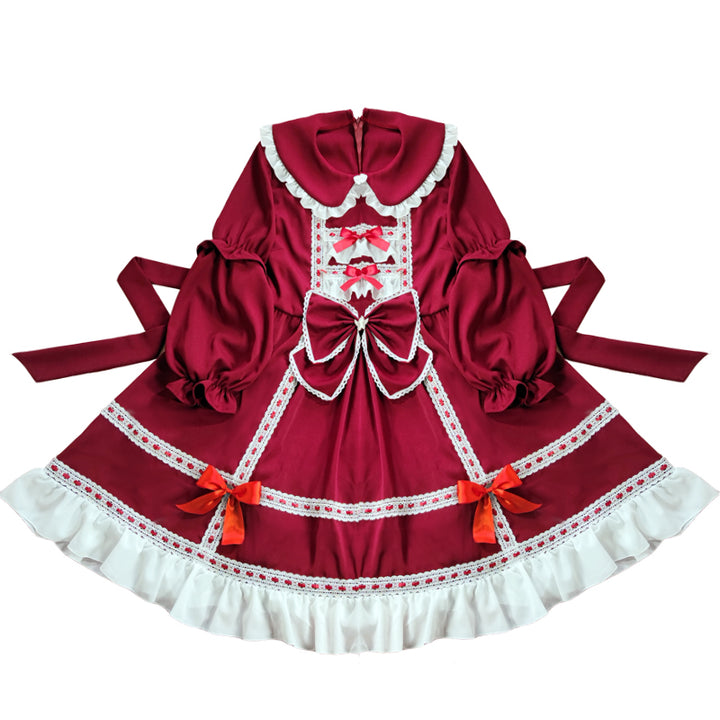 (BuyForMe) Rouroudream~Plus Size Lolita OP Dress Vintage Winter Dress XL long sleeve red 