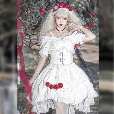 With PUJI~Gunpowder~Elegant Gothic Lolita OP Dress   
