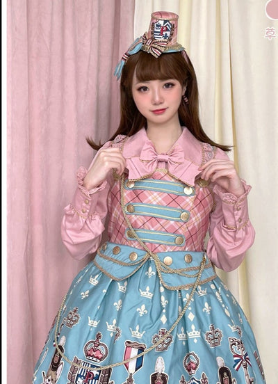 Pumpkin Cat~Gold Trim Long Sleeve Lolita Blouse S pink (new version) 