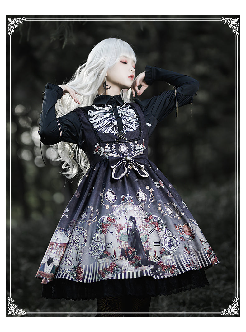 YingLuoFu~Black Fairytale~Gothic Twins Lolita JSK   