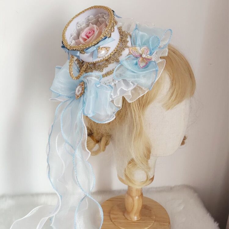 Day Dream - Rococo Style Romantic Lolita Cup-shape Hat blue