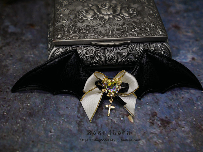 Rose Thorn - Multicolors Gothic Lolita Little Bat Brooch Hairpin A Light Gold Hairpin