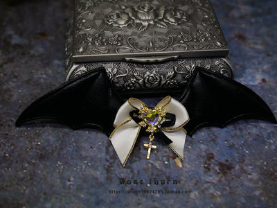 Rosethorn~Multicolors Gothic Lolita Little Bat Brooch Hairpin a light gold hairpin  