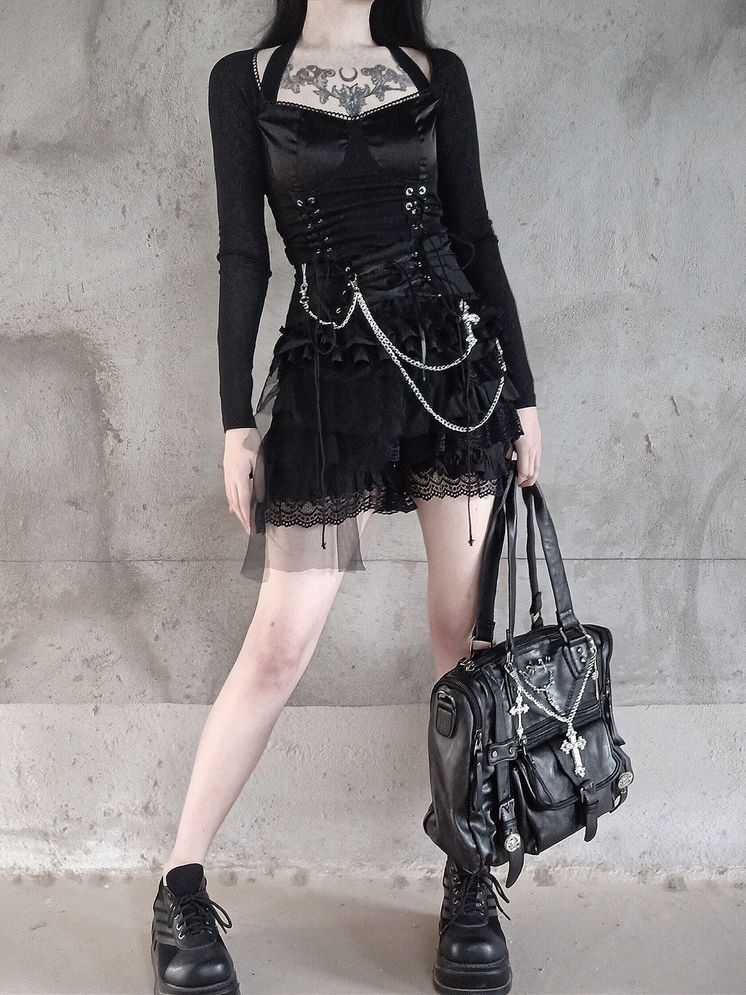 Blood Supply~Goth Punk Dark-themed Lolita Black Skirt   