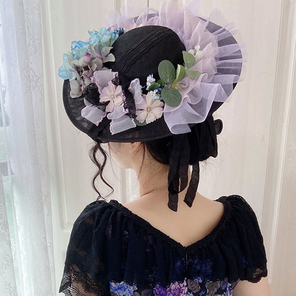 Miss Point~Midsummer Garden~Flower Lolita Hat black  