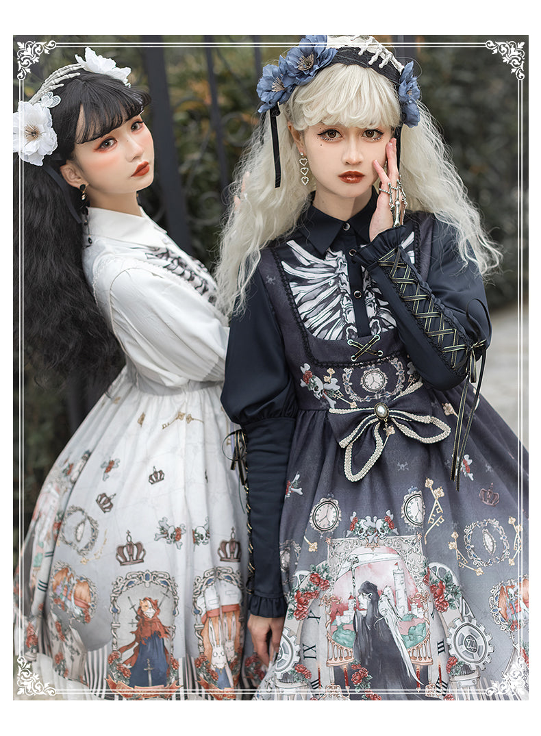 YingLuoFu~Black Fairytale~Gothic Twins Lolita JSK   