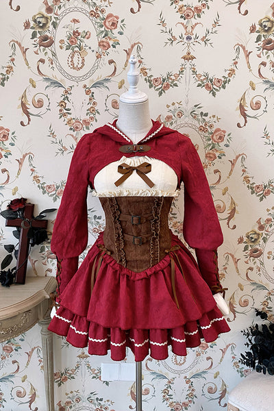 Alice Girl~Gothic Lolita Jumper Dress~The Hunter JSK Multicolor XS red brown (bolero+JSK) 