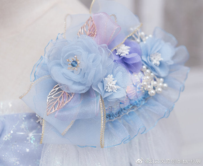 Fantastic Wind~Girl from the Deep Sea~ Sweet Lolita Headdress blue and purple (sliver gauze) 60cm-80cm 