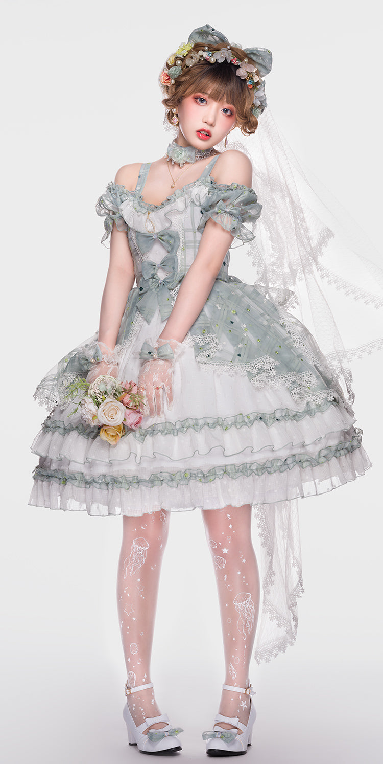 Youpairui - Bucharest - Calssic Lolita Jumper Dress Set S green full set