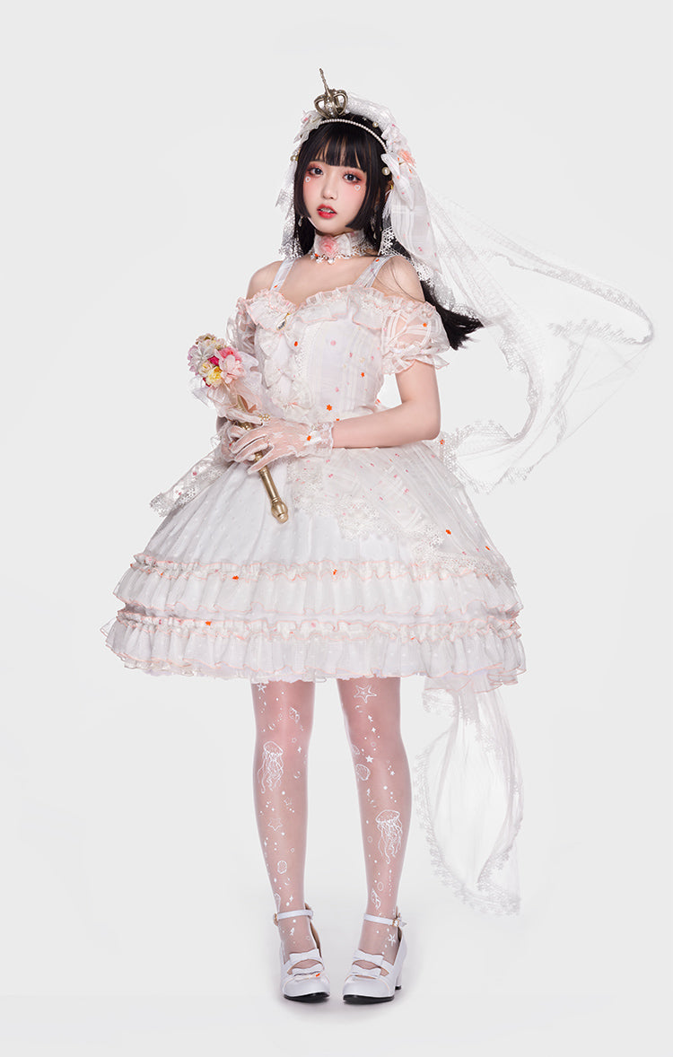 Youpairui - Bucharest - Calssic Lolita Jumper Dress Set S white full set
