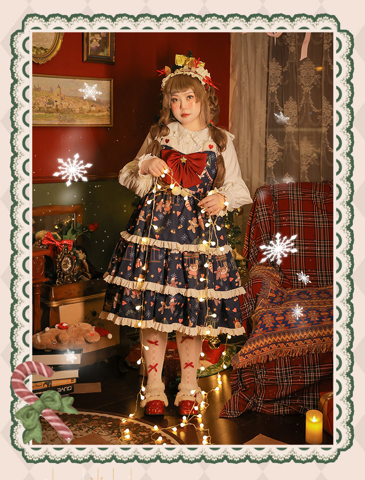 Yingtang~Sweet Lolita Christmas Suit Blue JSK Blouse Multicolor   