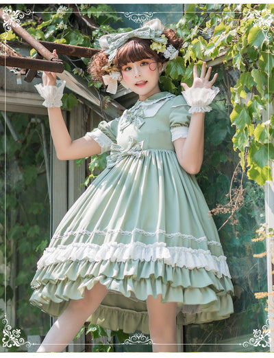 Eieyomi-Miss Dandelion~Fresh Green Lolita OP Dress S grass green 