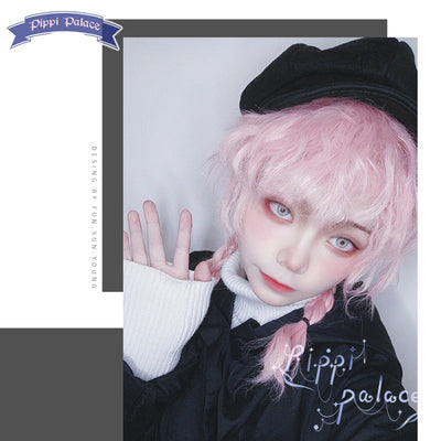 Pippi Palace~Peach Bomb~Fashionable Lolita Pink Curly Wig   